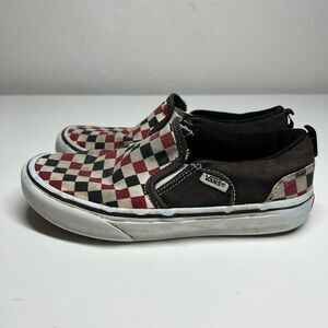 VANS OFF the WALL Youth Size 1,5 Black Red  CHECKER Slip On